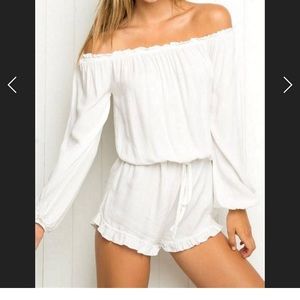 Brandy Melville white over the shoulder romper